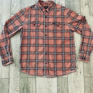 RVCA Men's Rust Plaid Button Down Shirt